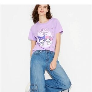 Bioworld Kuromi & My Melody Women's Top Xl Shirt Lavender Pastel